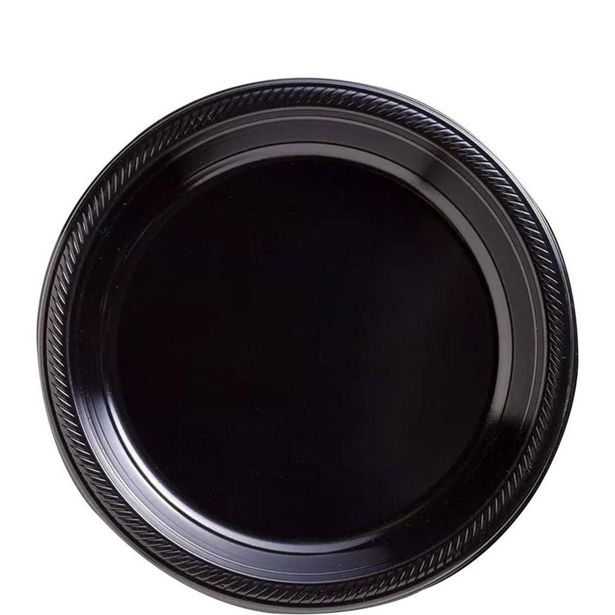 Black Plastic Dessert Plates, 7in, 50ct